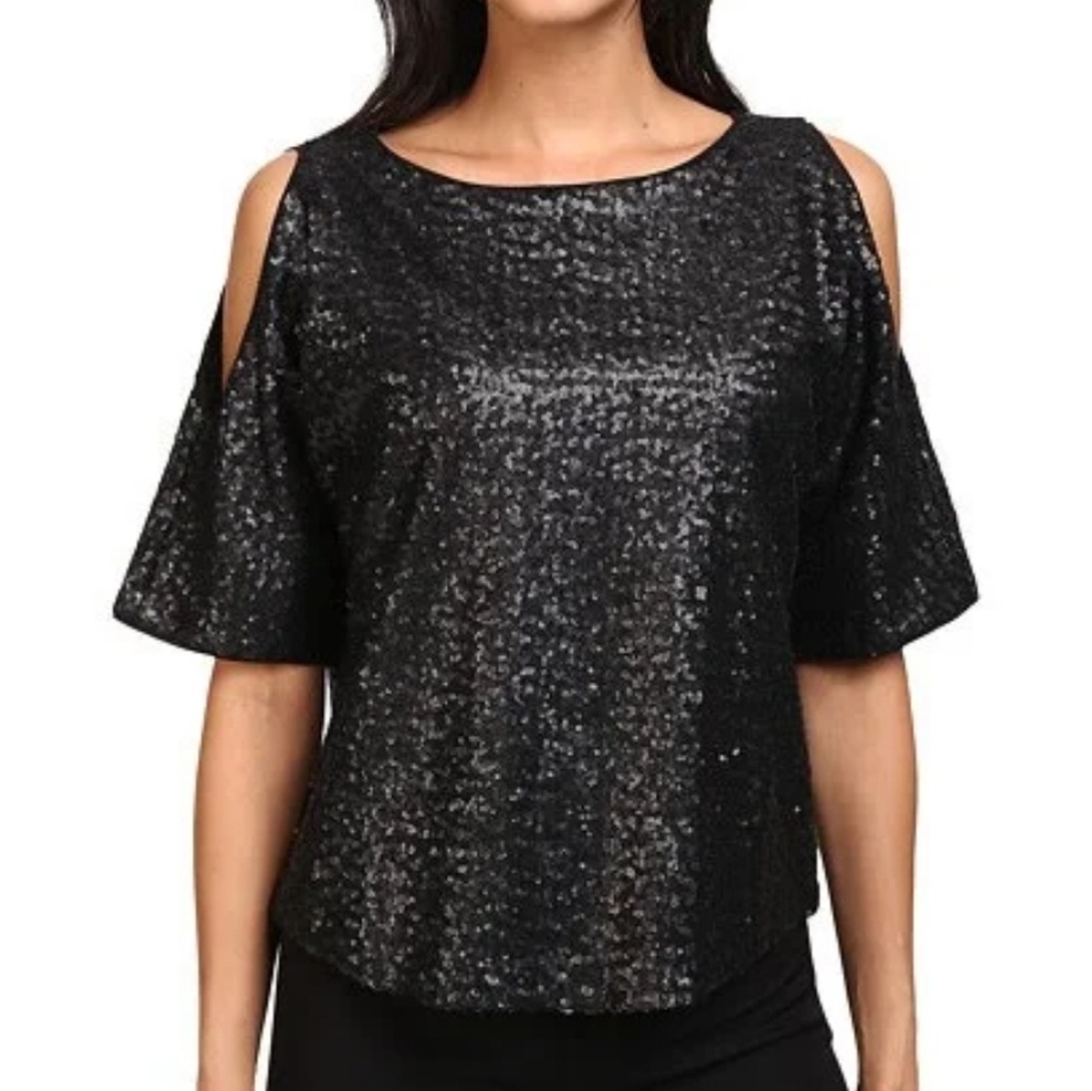 Splendid Cold Shoulder Sequin Top Sz S NWOT